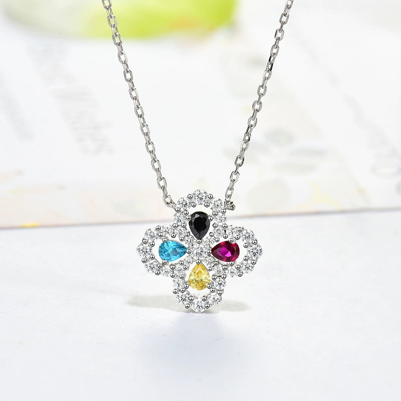 [Windsor Jewelry]LOOP NECKLACE FULL MOTIF DIAMOND 16MM MULTIPLE COLORS