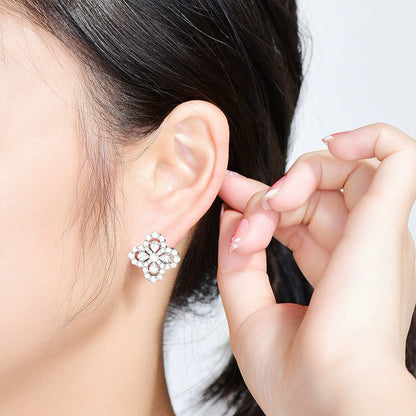 [Windsor Jewelry]LOOP EARRINGS FULL MOTIF DIAMOND 16MM