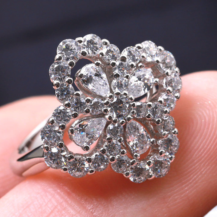 [Windsor Jewelry]LOOP RING FULL MOTIF DIAMOND 16MM SILVE