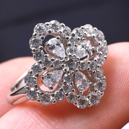 [Windsor Jewelry]LOOP RING FULL MOTIF DIAMOND 16MM SILVE