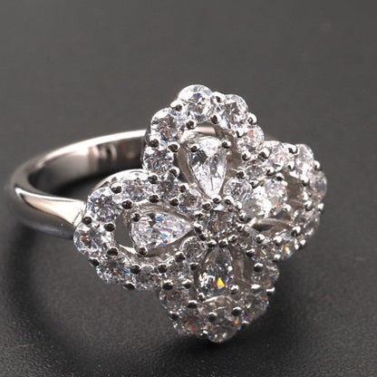 [Windsor Jewelry]LOOP RING FULL MOTIF DIAMOND 16MM SILVE