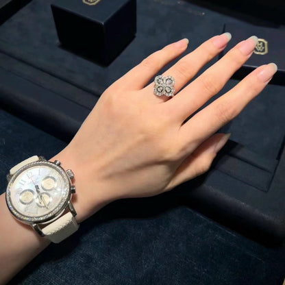[Windsor Jewelry]LOOP RING FULL MOTIF DIAMOND 16MM SILVE