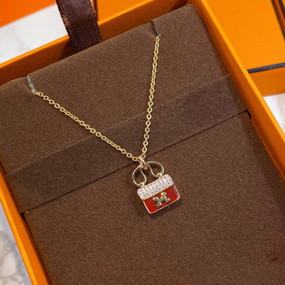 [Windsor Jewelry]CONSTANCE RED PEDANT PINK GOLD NECKLACE