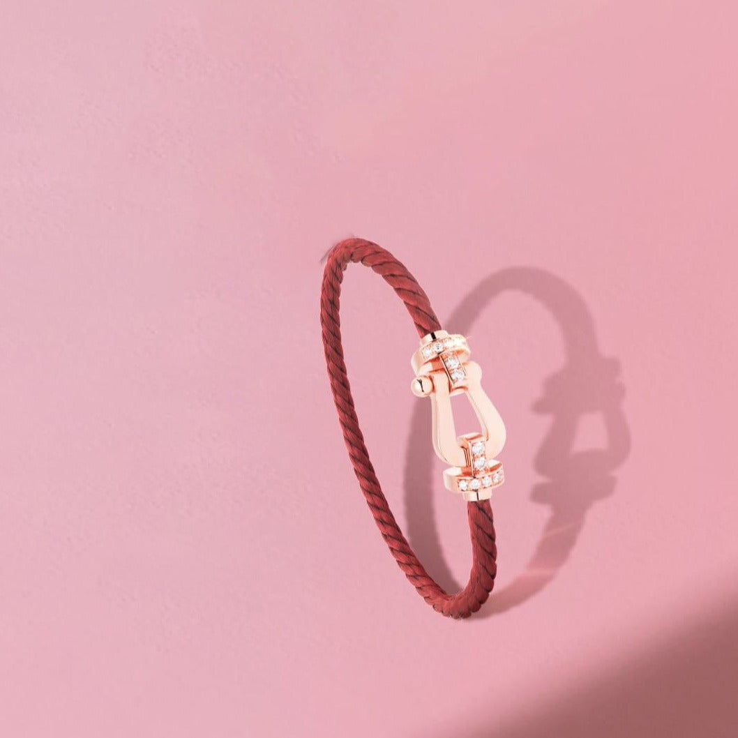 [Windsor Jewelry]FORCE 10 HALF DIAMOND PINK GOLD RED CORDERI LARGE AND MEDIUM MODEL