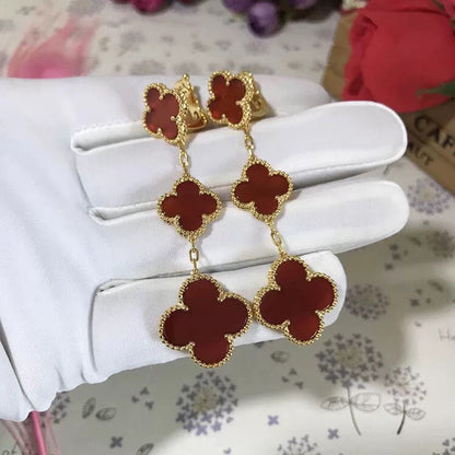 [Windsor Jewelry]CLOVER 3 MOTIF CARNELIAN DROP EARRINGS