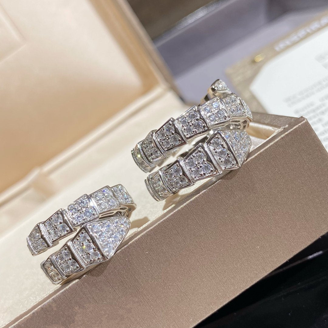 [Windsor Jewelry]SERPENTI DOUBLE RING SILVER DIAMOND PAVED