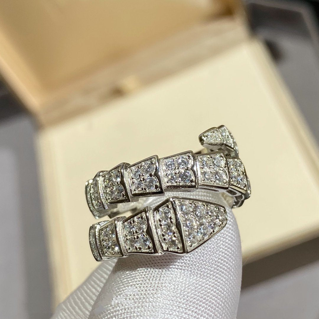 [Windsor Jewelry]SERPENTI DOUBLE RING SILVER DIAMOND PAVED