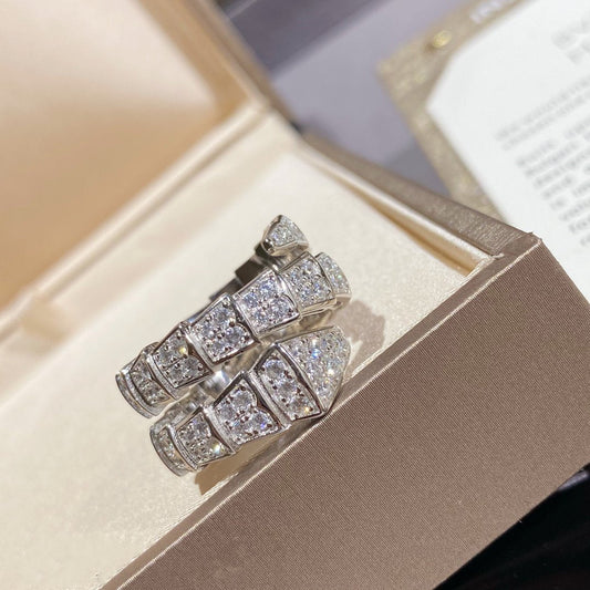 [Windsor Jewelry]SERPENTI DOUBLE RING SILVER DIAMOND PAVED
