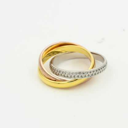 [Windsor Jewelry]TRINITY RING GOLD PINK GOLD SILVER DIAMONDS