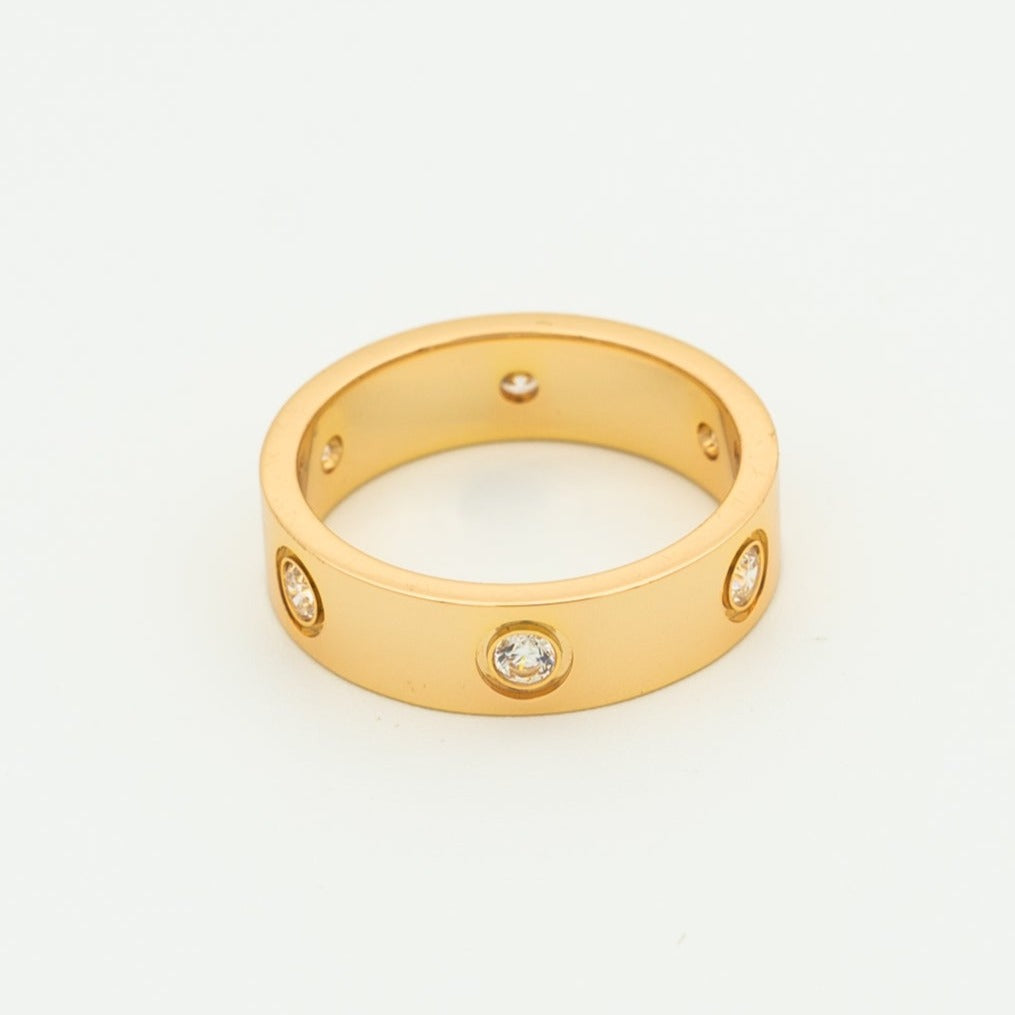 [Windsor Jewelry]LOVE RING 5.5MM 6 DIAMONDS PINK GOLD