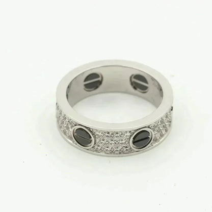 [Windsor Jewelry]LOVE RING 5.5MM DIAMONDS PAVED CERAMIC