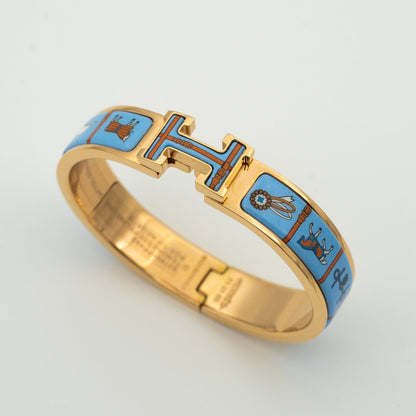 [Windsor Jewelry]H PINK GOLD BRACELET BLUE CERAMIC
