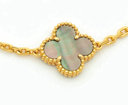 [Windsor Jewelry]CLOVER 5 MOTIF GRAY MOP DIAMOND BRACELET