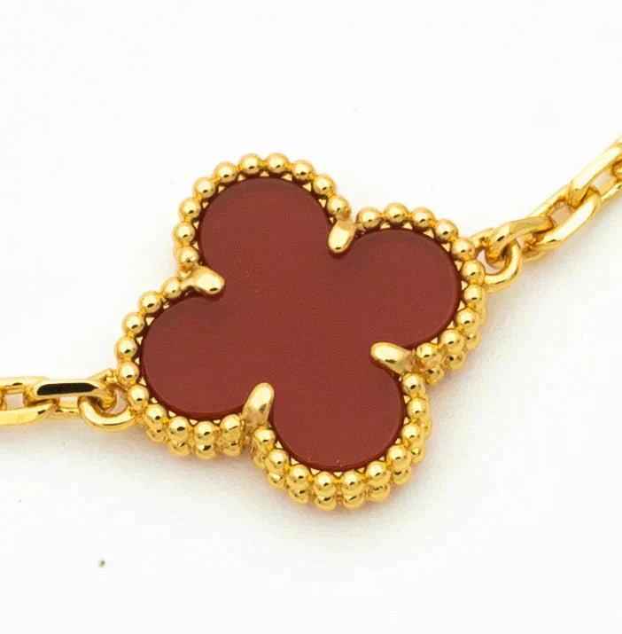 [Windsor Jewelry]CLOVER  5 MOTIFS CARNELIAN GOLD BRACELET