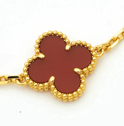 [Windsor Jewelry]CLOVER  5 MOTIFS CARNELIAN GOLD BRACELET