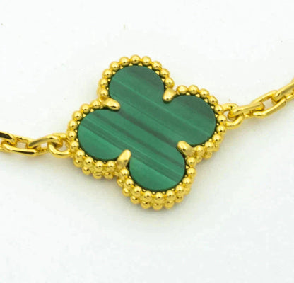 [Windsor Jewelry]CLOVER  5 MOTIF MALACHITE DIAMOND BRACELET
