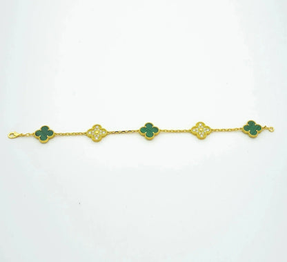 [Windsor Jewelry]CLOVER  5 MOTIF MALACHITE DIAMOND BRACELET
