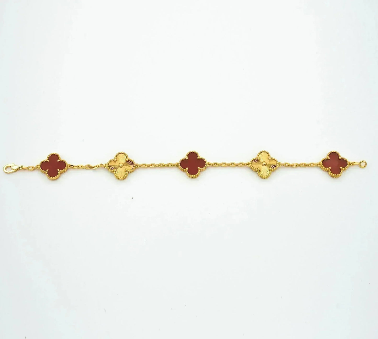 [Windsor Jewelry]CLOVER  5 MOTIFS CARNELIAN GOLD BRACELET