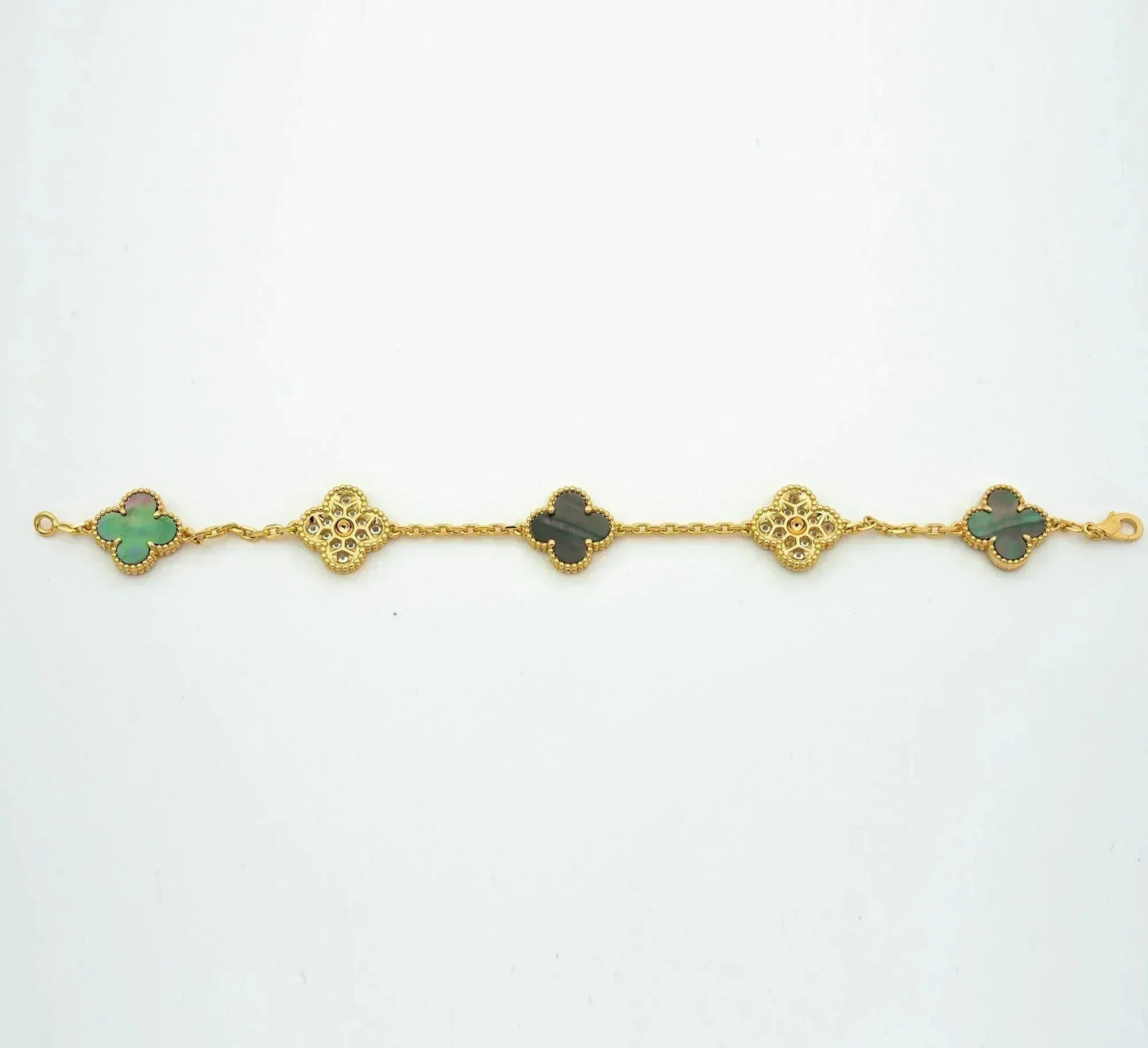 [Windsor Jewelry]CLOVER 5 MOTIF GRAY MOP DIAMOND BRACELET