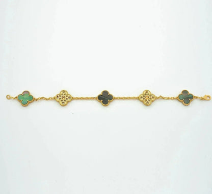 [Windsor Jewelry]CLOVER 5 MOTIF GRAY MOP DIAMOND BRACELET