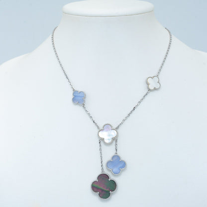 [Windsor Jewelry]CLOVER MOP CHALCEDONY NECKLACE SILVER 6 MOTIF
