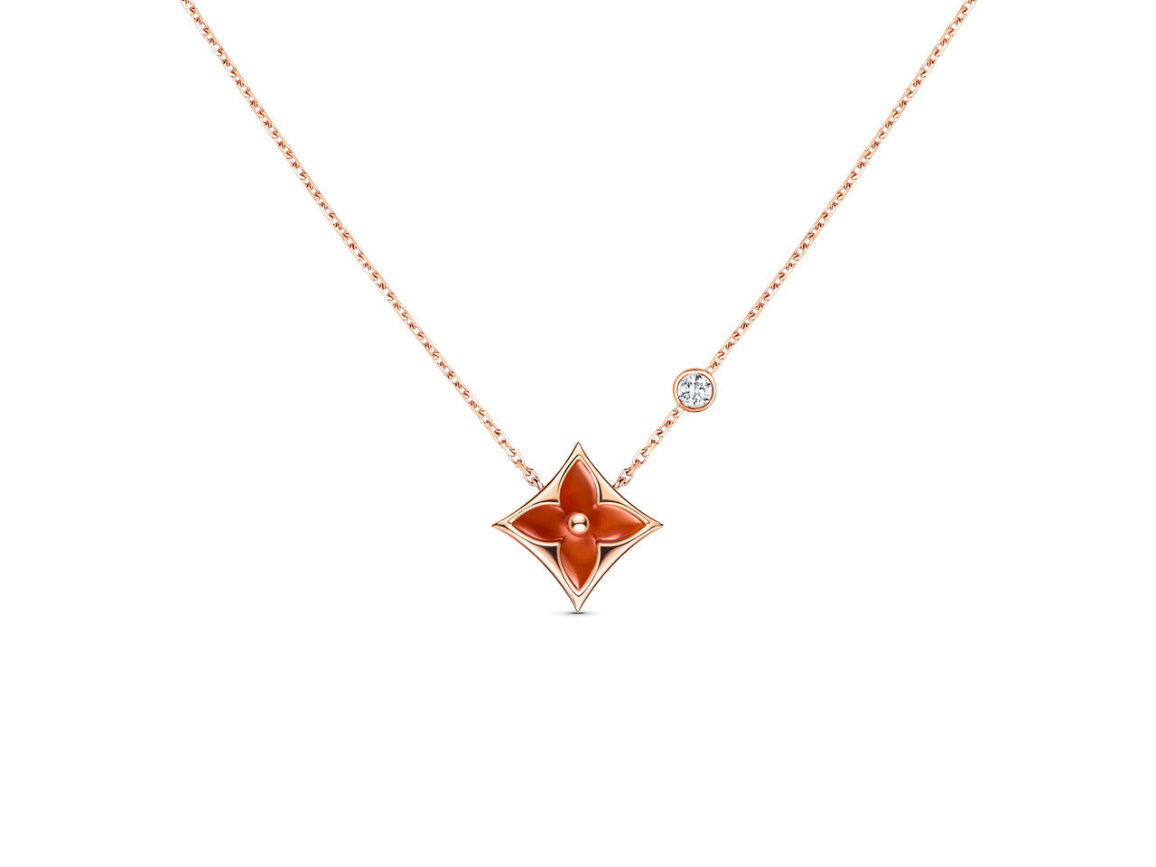 [Windsor Jewelry]STAR NECKLACE PINK GOLD 1 DIAMOND