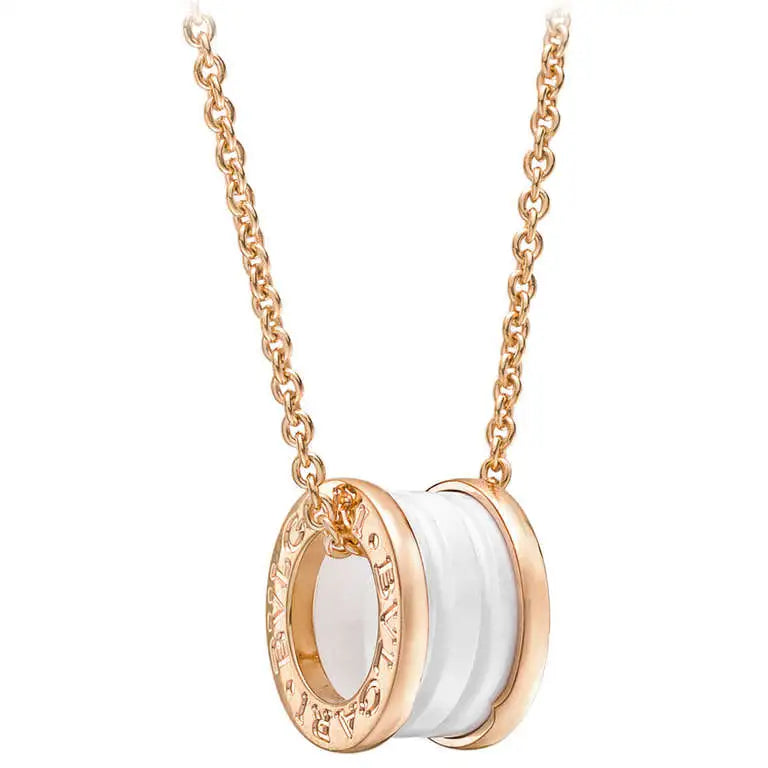 [Windsor Jewelry]ZERO 1 WHITE CERAMIC PINK GOLD DIAMOND NECKLACE