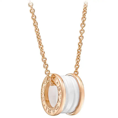 [Windsor Jewelry]ZERO 1 WHITE CERAMIC PINK GOLD DIAMOND NECKLACE