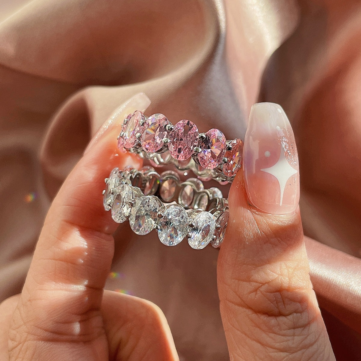 [Windsor Jewelry]Dainty Elongated Cushion Cut Tennis Ring