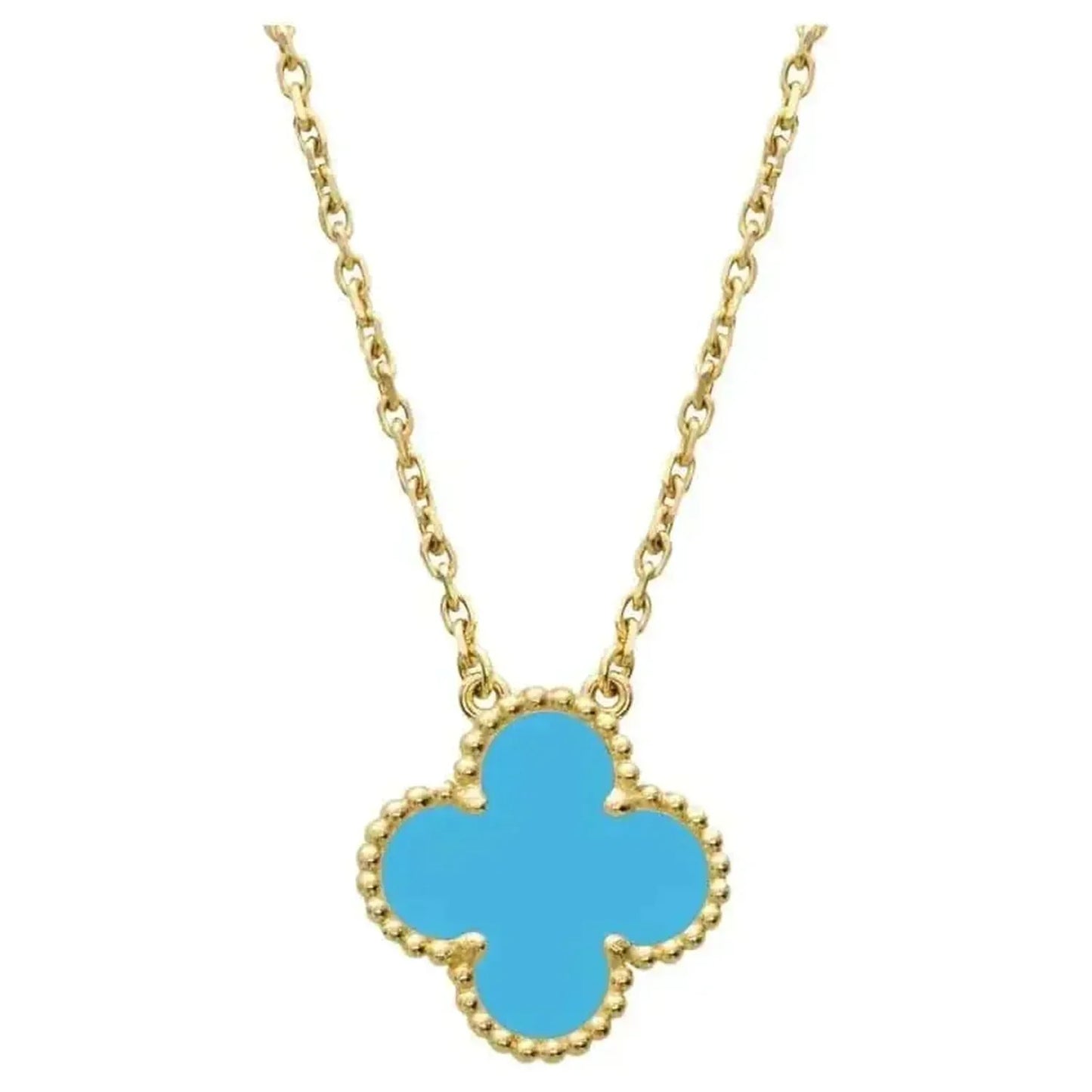[Windsor Jewelry]CLOVER 15MM VINTAGE TURQUOISE NECKLACE