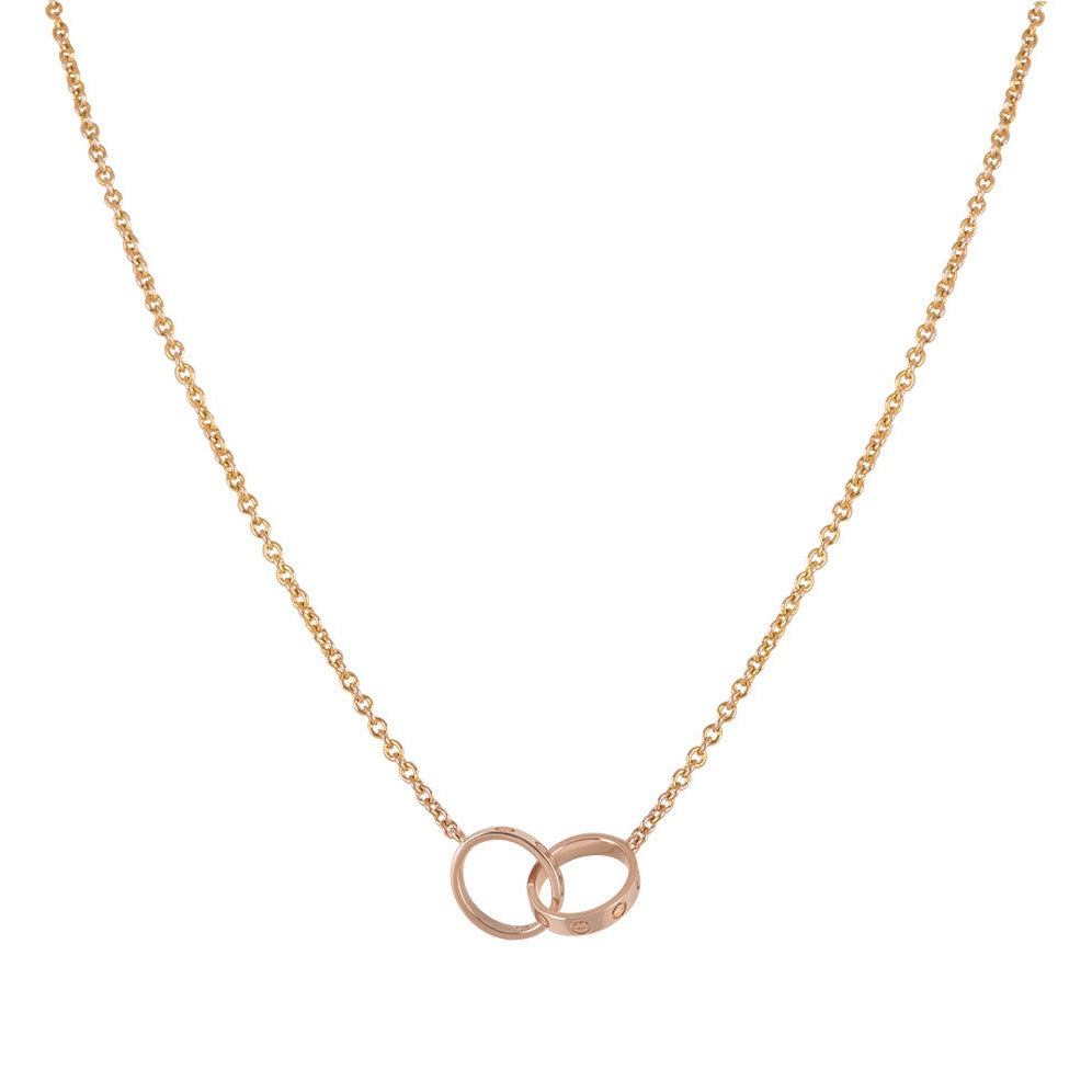 [Windsor Jewelry]LOVE NECKLACE DOUBLE RING PINK GOLD