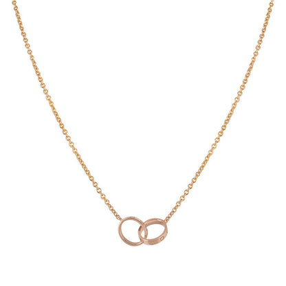 [Windsor Jewelry]LOVE NECKLACE DOUBLE RING PINK GOLD