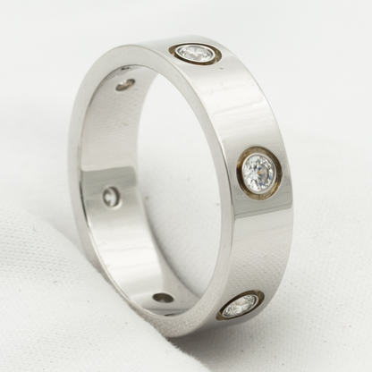 [Windsor Jewelry]LOVE RING 5.5MM 6 DIAMONDS SILVER