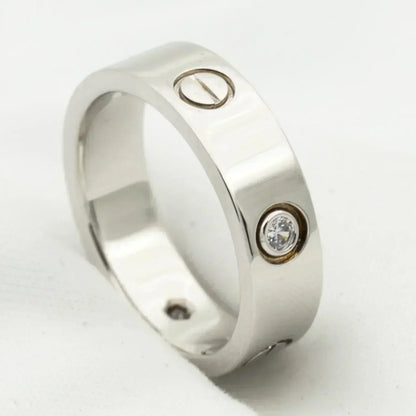 [Windsor Jewelry]LOVE RING 5.5MM 3 DIAMONDS SILVER