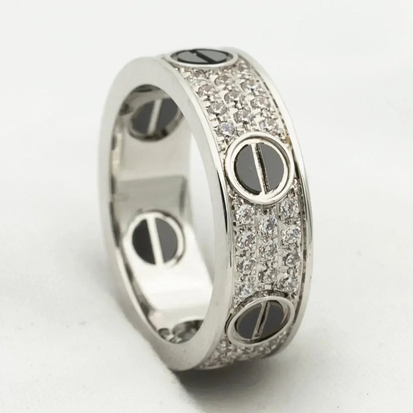 [Windsor Jewelry]LOVE RING 5.5MM DIAMONDS PAVED CERAMIC