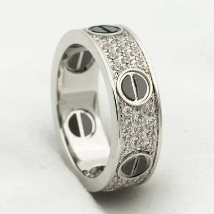 [Windsor Jewelry]LOVE RING 5.5MM DIAMONDS PAVED CERAMIC