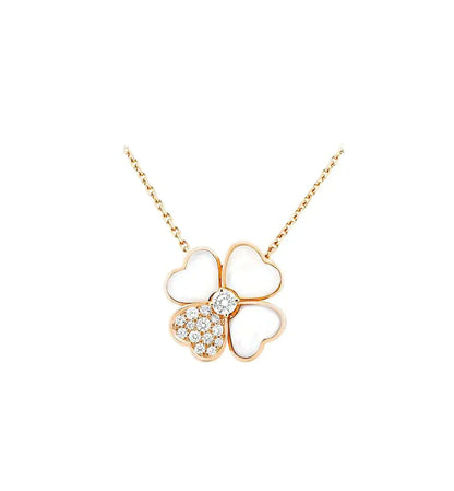 [Windsor Jewelry]CLOVER MOP DIAMOND ROSE GOLD NECKLACE