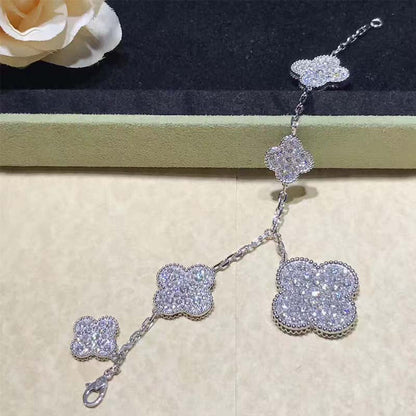 [Windsor Jewelry]CLOVER 6 MOTIFS SILVER DIAMOND BRACELET