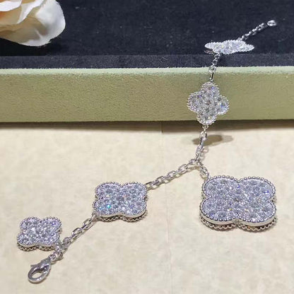 [Windsor Jewelry]CLOVER 6 MOTIFS SILVER DIAMOND BRACELET