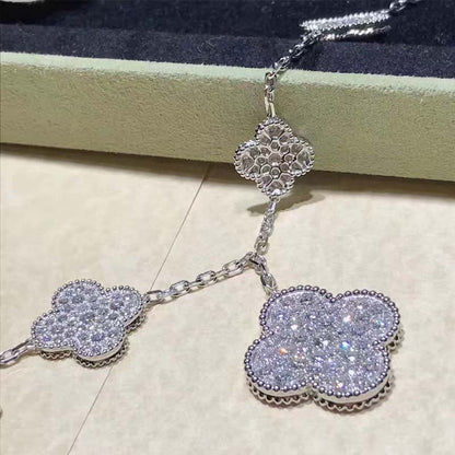 [Windsor Jewelry]CLOVER 6 MOTIFS SILVER DIAMOND BRACELET