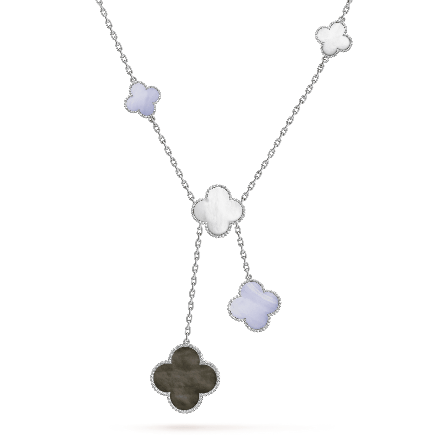 [Windsor Jewelry]CLOVER MOP CHALCEDONY NECKLACE SILVER 6 MOTIF