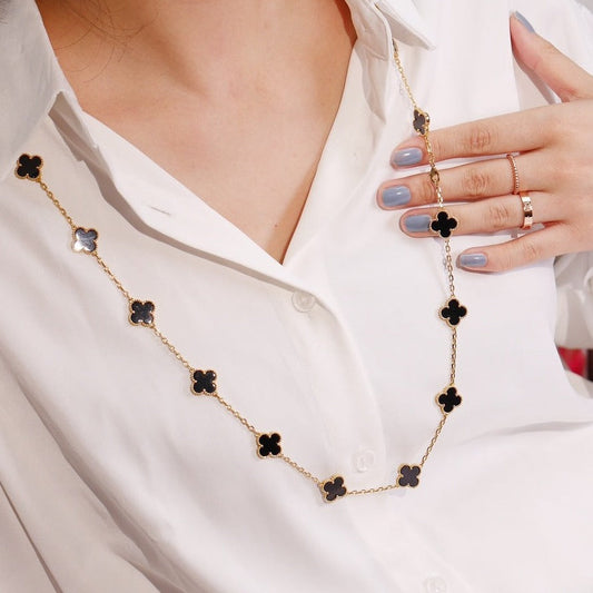 [Windsor Jewelry]CLOVER 20 MOTIFS ONYX ROSE GOLD