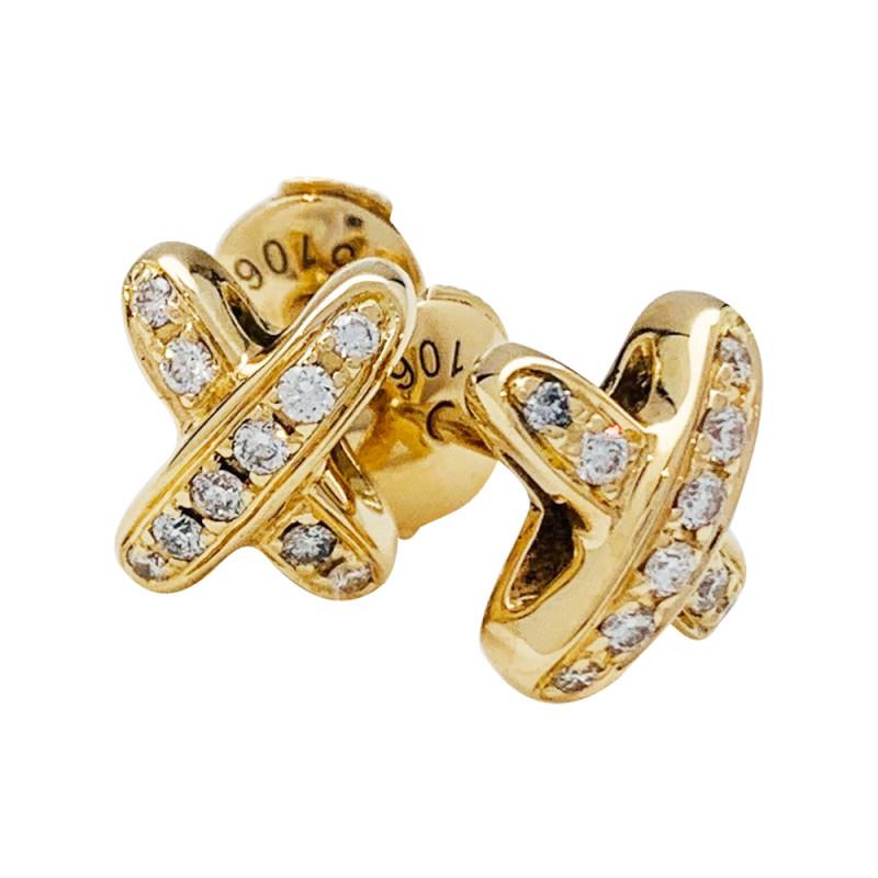 [Windsor Jewelry]JEUX DE GOLD DIAMOND EARRINGS