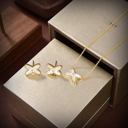 [Windsor Jewelry]JEUX DE WHITE MOP GOLD DIAMOND EARRINGS