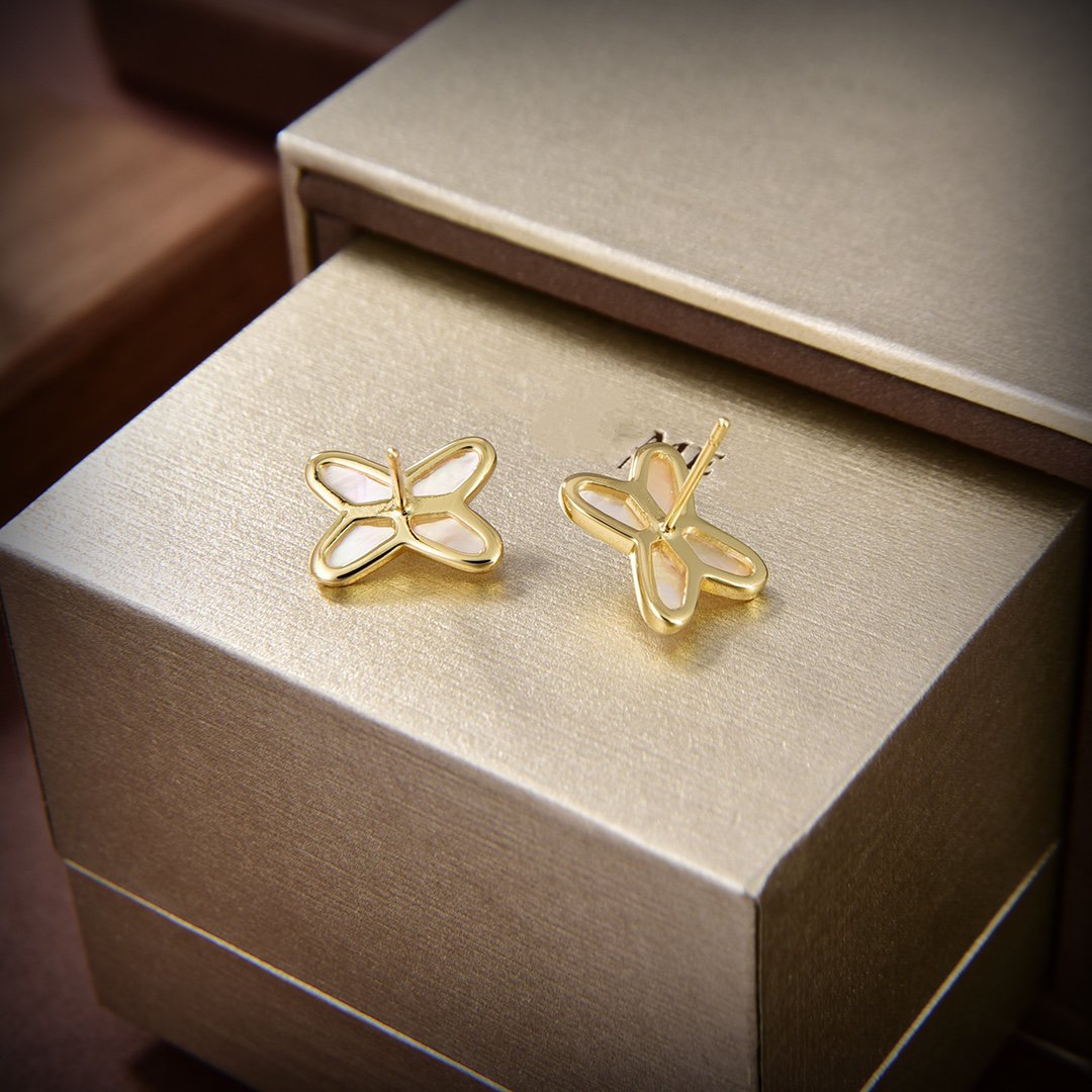 [Windsor Jewelry]JEUX DE WHITE MOP GOLD DIAMOND EARRINGS
