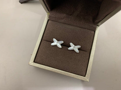 [Windsor Jewelry]JEUX DE WHITE MOP SILVER DIAMOND EARRINGS