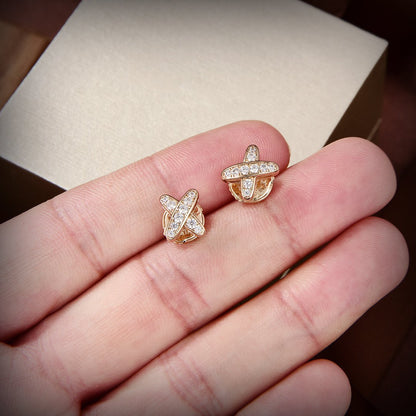 [Windsor Jewelry]JEUX DE GOLD DIAMOND EARRINGS