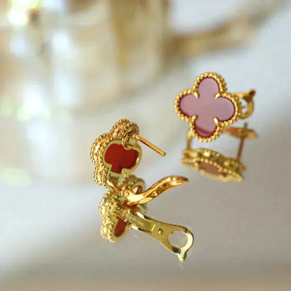 [Windsor Jewelry]CLOVER MEDIUM 1 MOTIFS CARNELIAN  EARRINGS