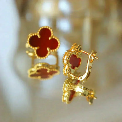 [Windsor Jewelry]CLOVER MEDIUM 1 MOTIFS CARNELIAN  EARRINGS