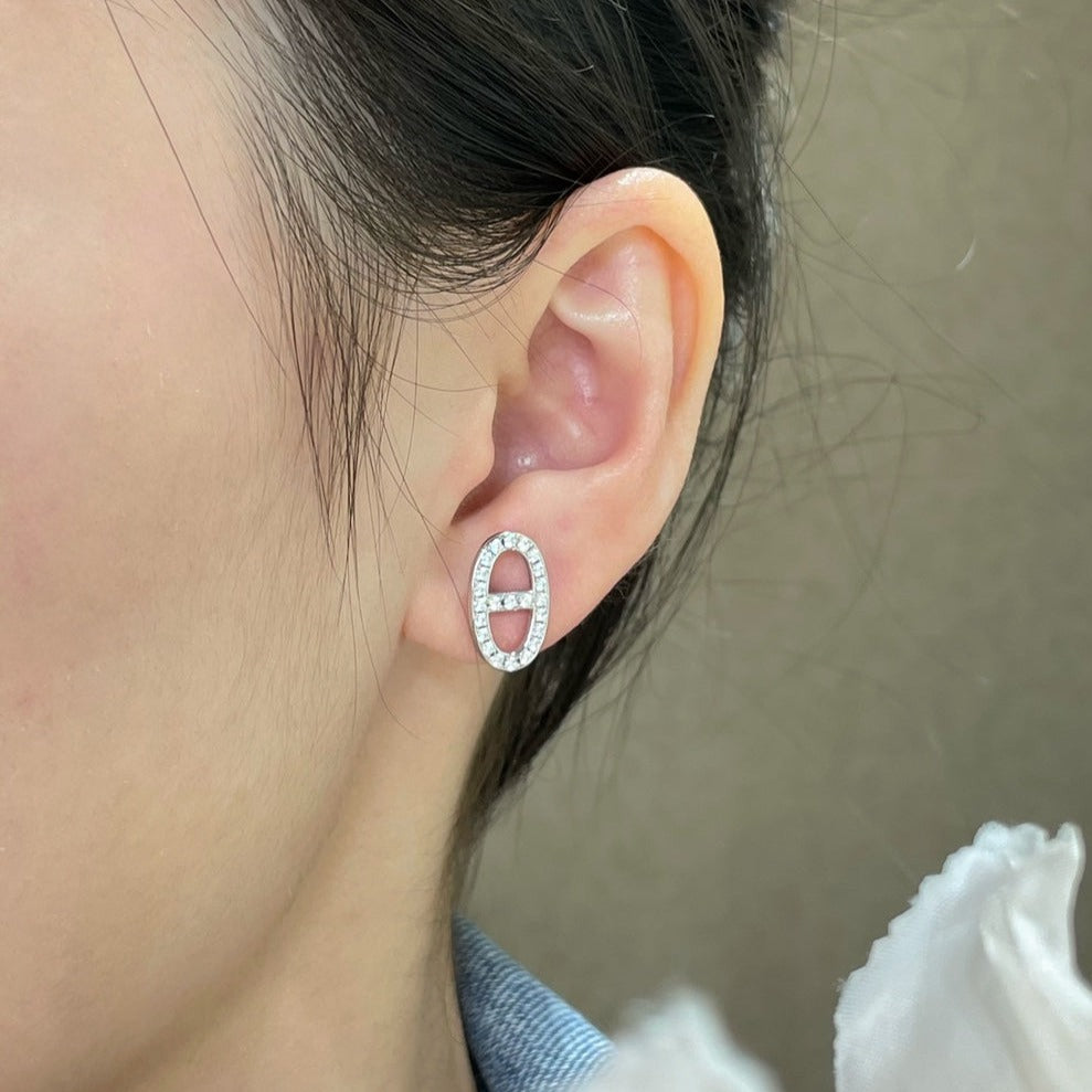 [Windsor Jewelry]HM FULL DIAMOND PIG NOSE STUD EARRINGS